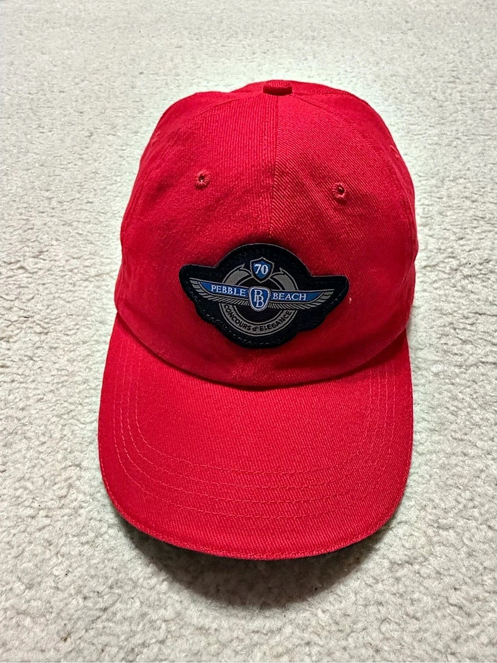 Pebble Beach Concours d’Elegance 70th Anniversary Red Baseball Hat Cap